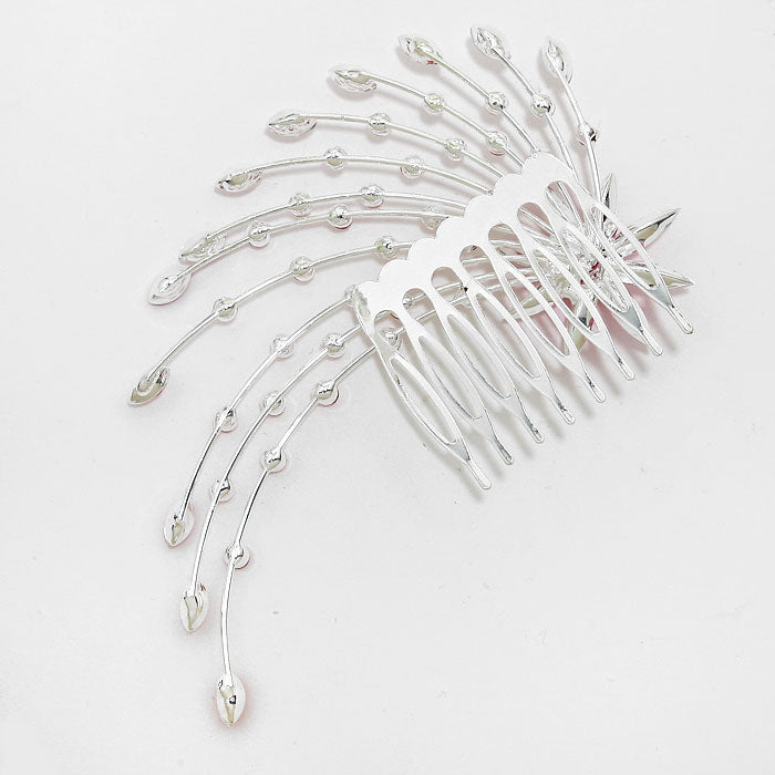 HATEGORY Rhinestone Flower Petal Hair Comb Pin