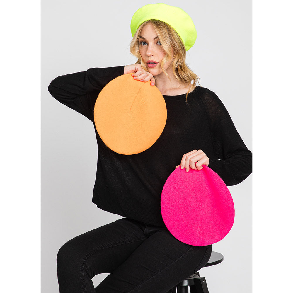 HATEGORY Stretchy Solid Beret Hat