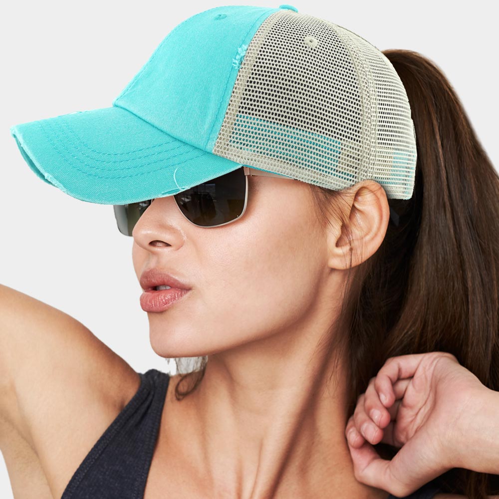 HATEGORY Vintage Mesh Back Ponytail Baseball Cap