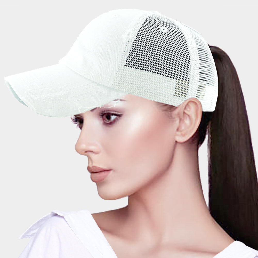 HATEGORY Vintage Mesh Back Ponytail Baseball Cap