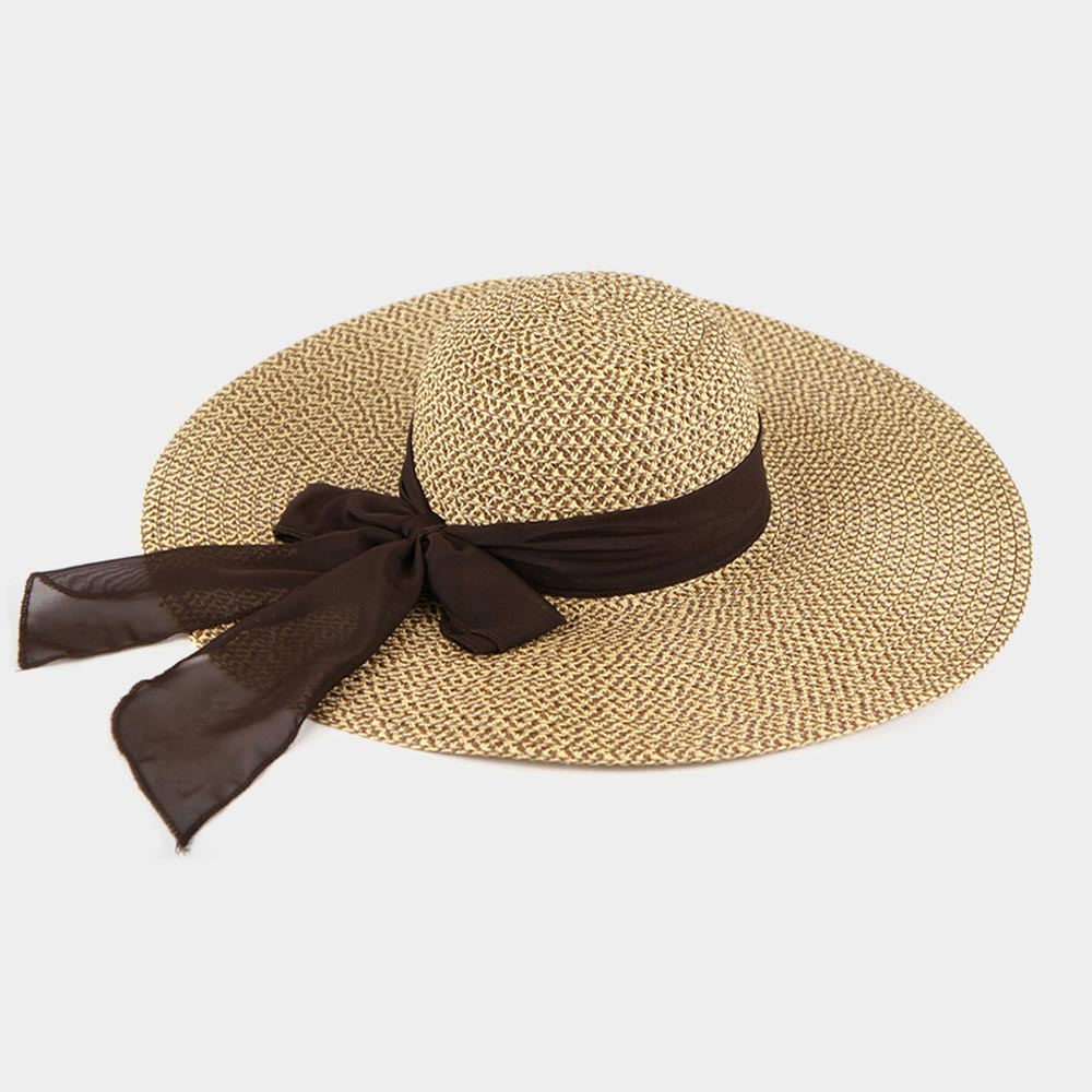 HATEGORY Bow Accented Straw Summer Sun Hat
