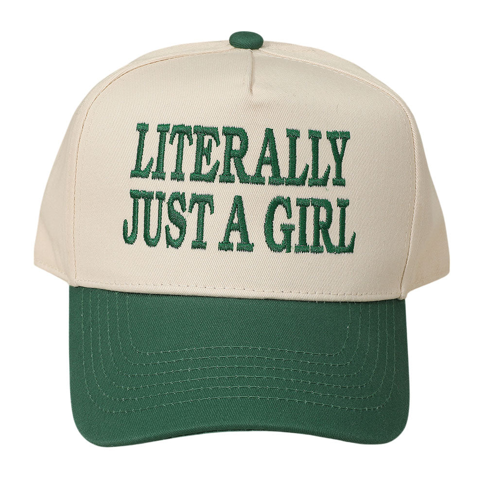 HATEGORY LITERALLY JUST A GIRL Message Embroidered Baseball Cap