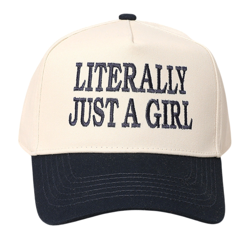 HATEGORY LITERALLY JUST A GIRL Message Embroidered Baseball Cap