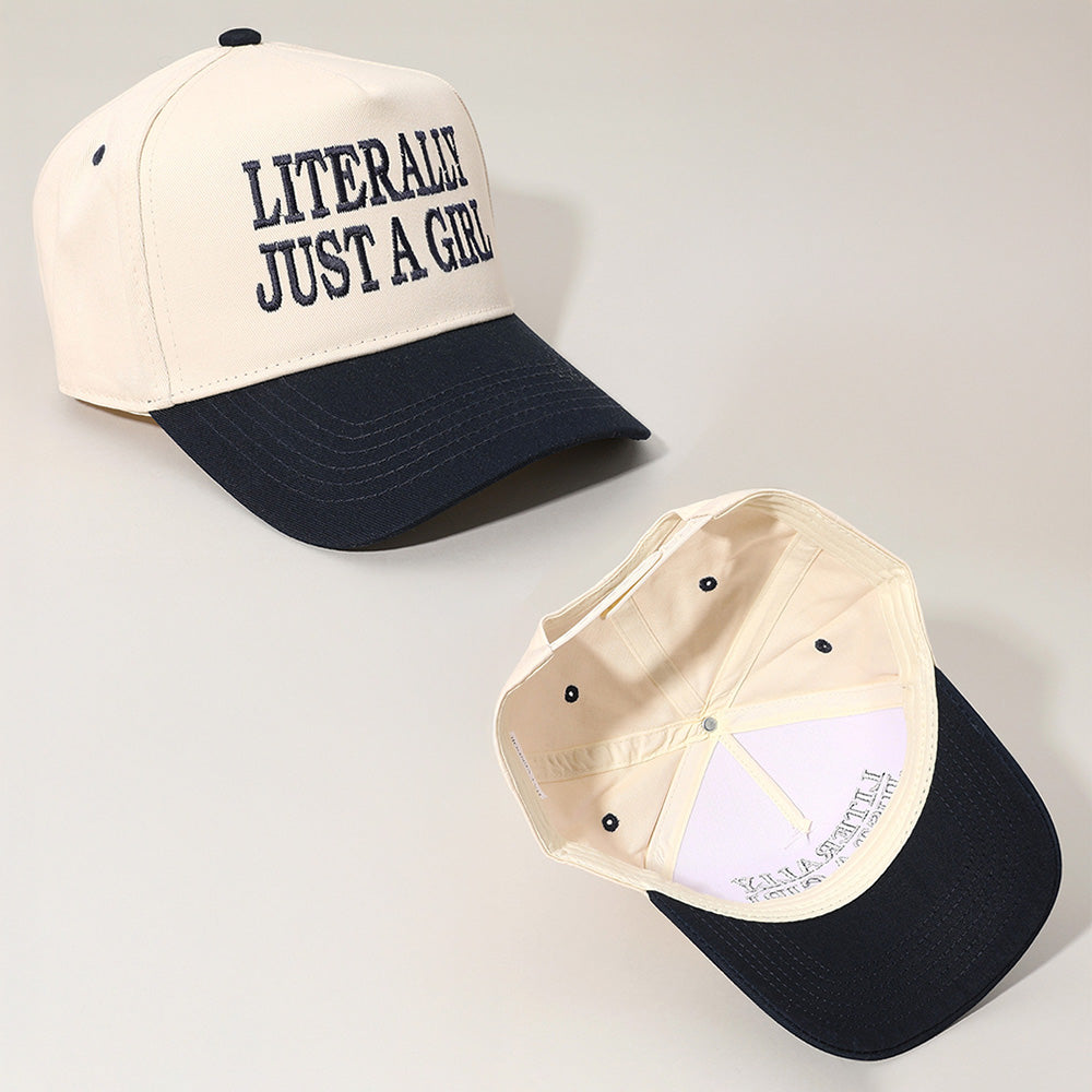 HATEGORY LITERALLY JUST A GIRL Message Embroidered Baseball Cap