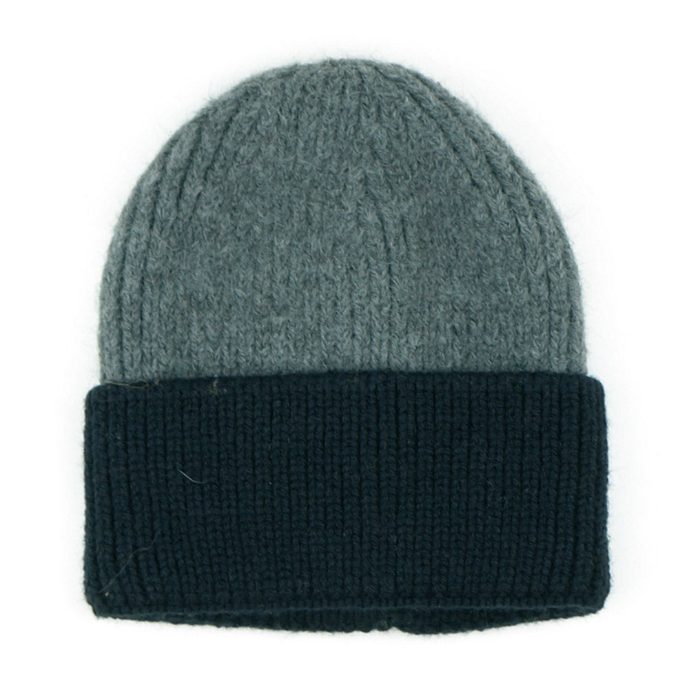 HATEGORY Wool Blended Two Tone Beanie Hat