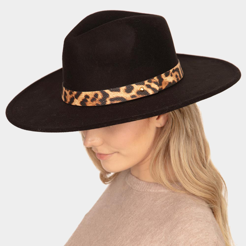 HATEGORY Leopard Pattern Pointed Panama Hat