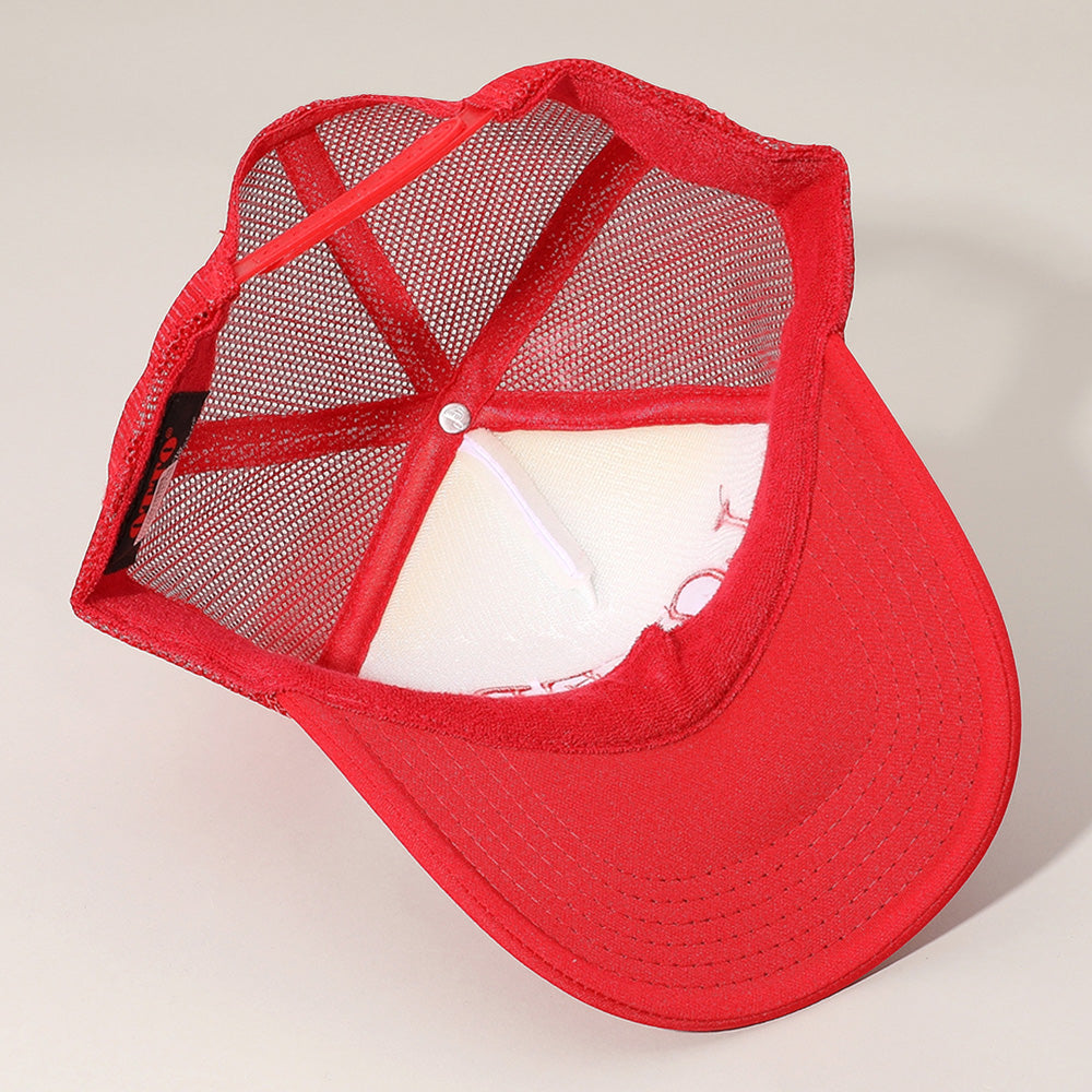 HATEGORY LOVER Message Embroidered OTTO CAP 5 Panel High Crown Mesh Back Trucker Hat