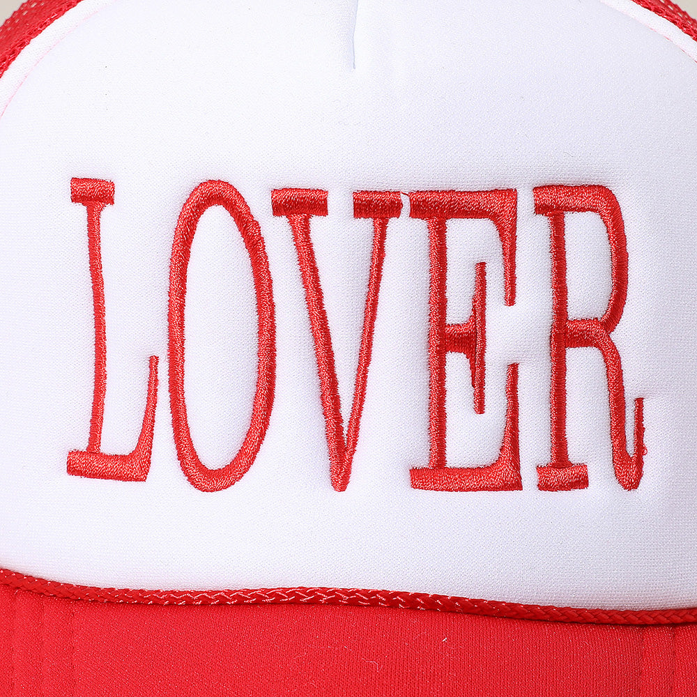 HATEGORY LOVER Message Embroidered OTTO CAP 5 Panel High Crown Mesh Back Trucker Hat