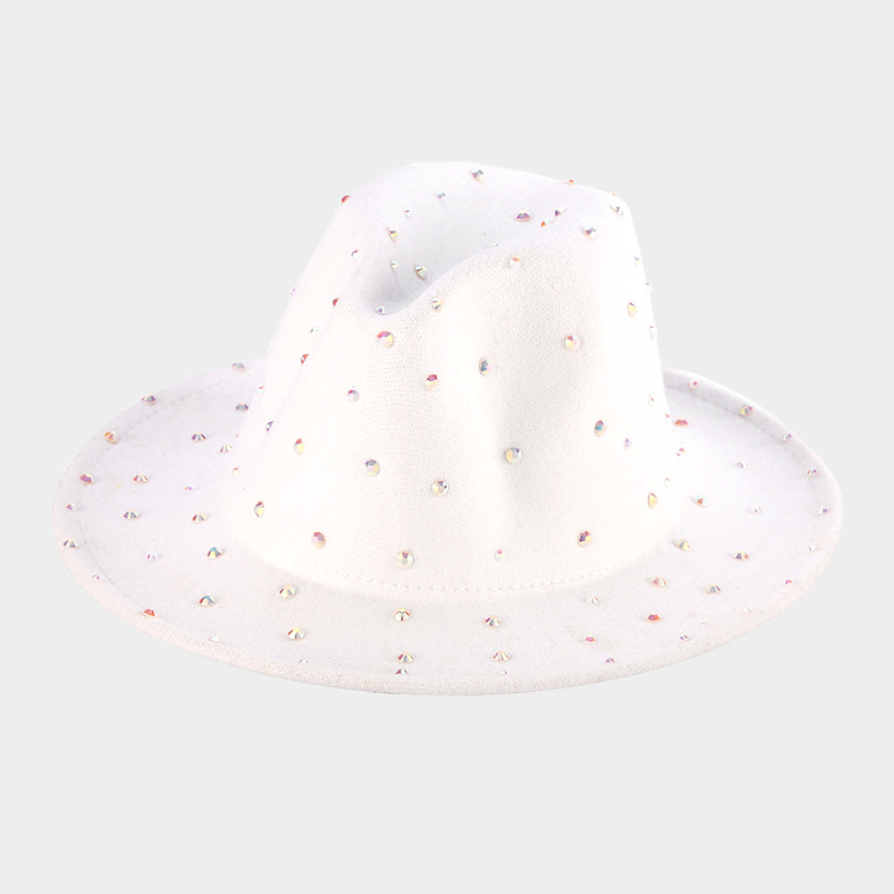 HATEGORY Bling Studded Solid Panama / Fedora Hat
