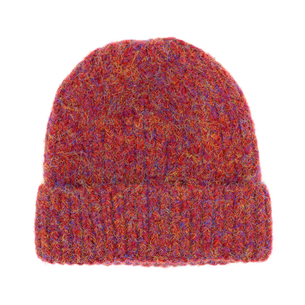 HATEGORY Fuzzy Mixed Color Knit Beanie Hat