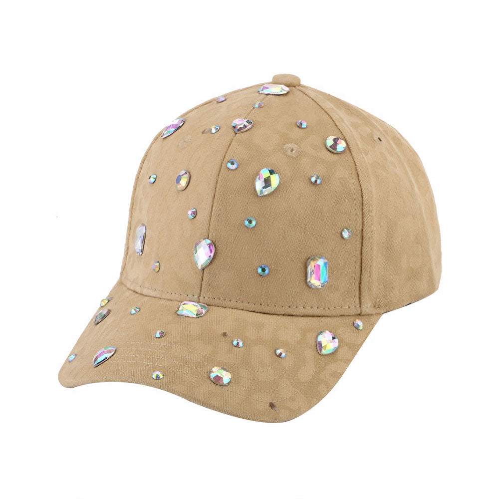 HATEGORY Heart Rectangle Round Stone Cluster Embellished Baseball Cap