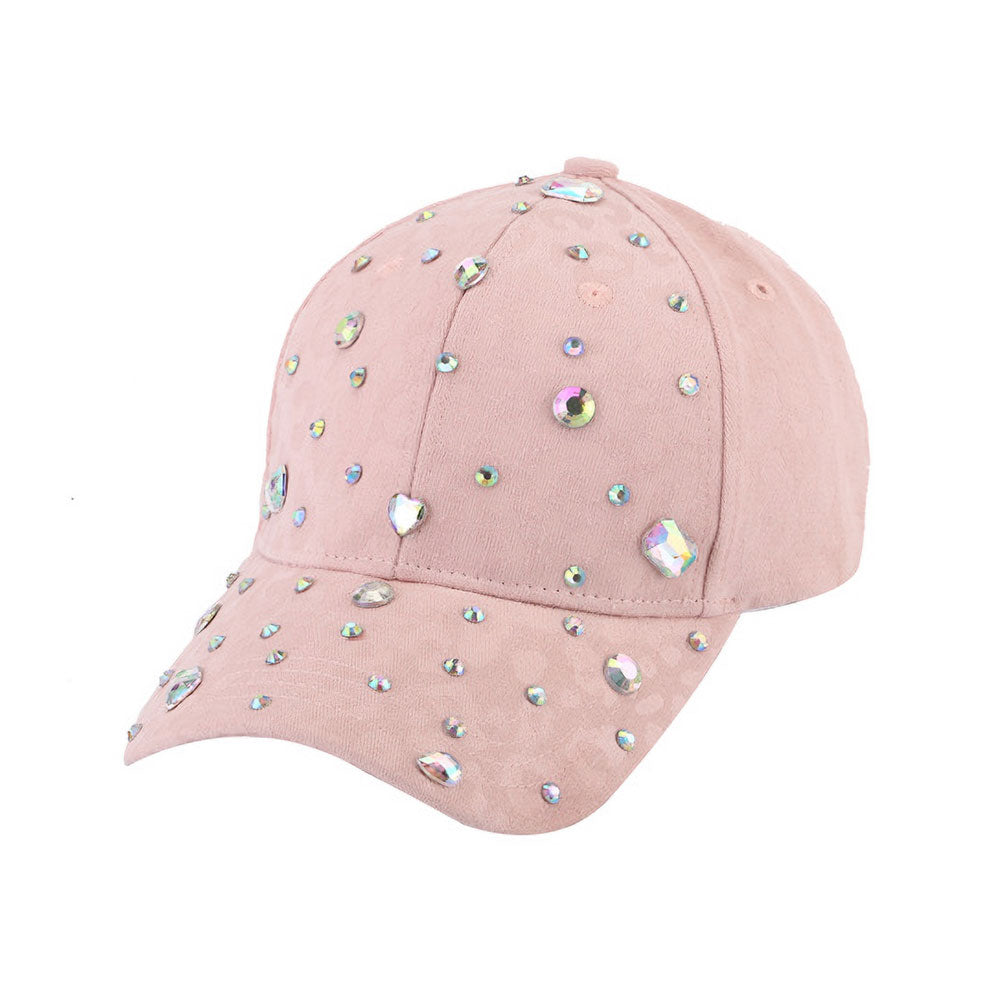 HATEGORY Heart Rectangle Round Stone Cluster Embellished Baseball Cap
