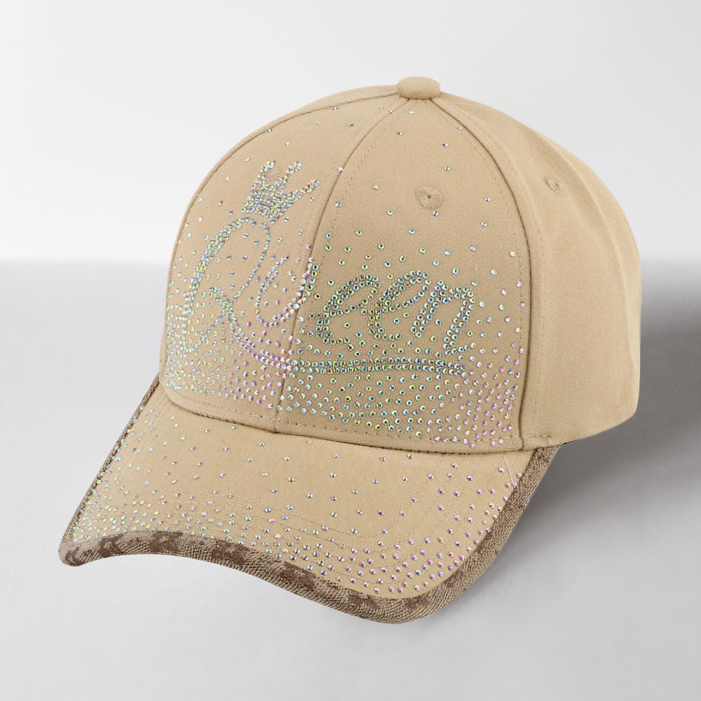 HATEGORY Bling Queen Message Embellished Baseball Cap