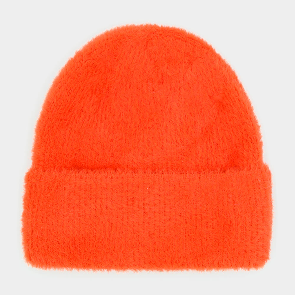 HATEGORY Fuzzy Solid Beanie Hat