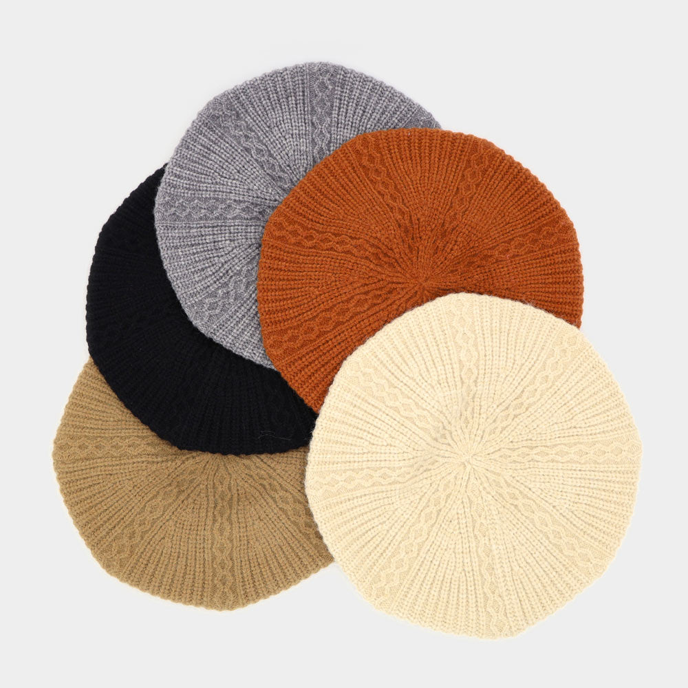 HATEGORY Solid Knit Beret Hat