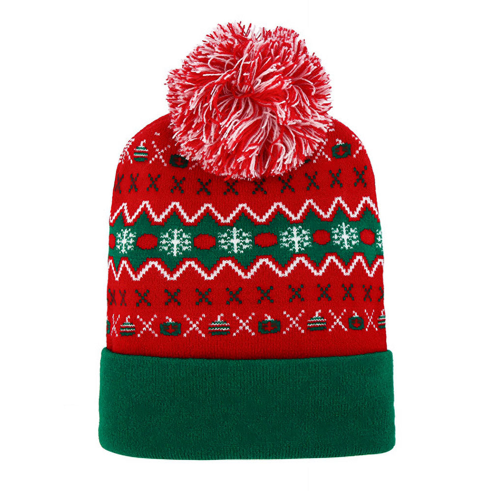 HATEGORY Christmas Theme Pattern Pom Pom Winter Beanie Hat