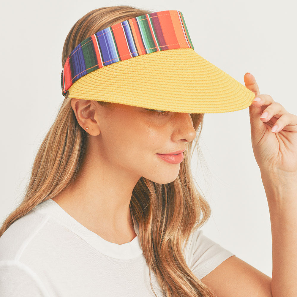 HATEGORY Serape Straw Visor Sun Hat