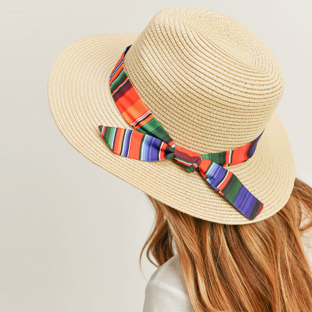 HATEGORY Serape Band Straw Panama Sun Hat