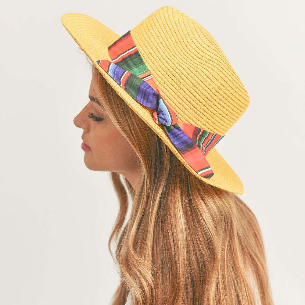 HATEGORY Serape Band Straw Panama Sun Hat