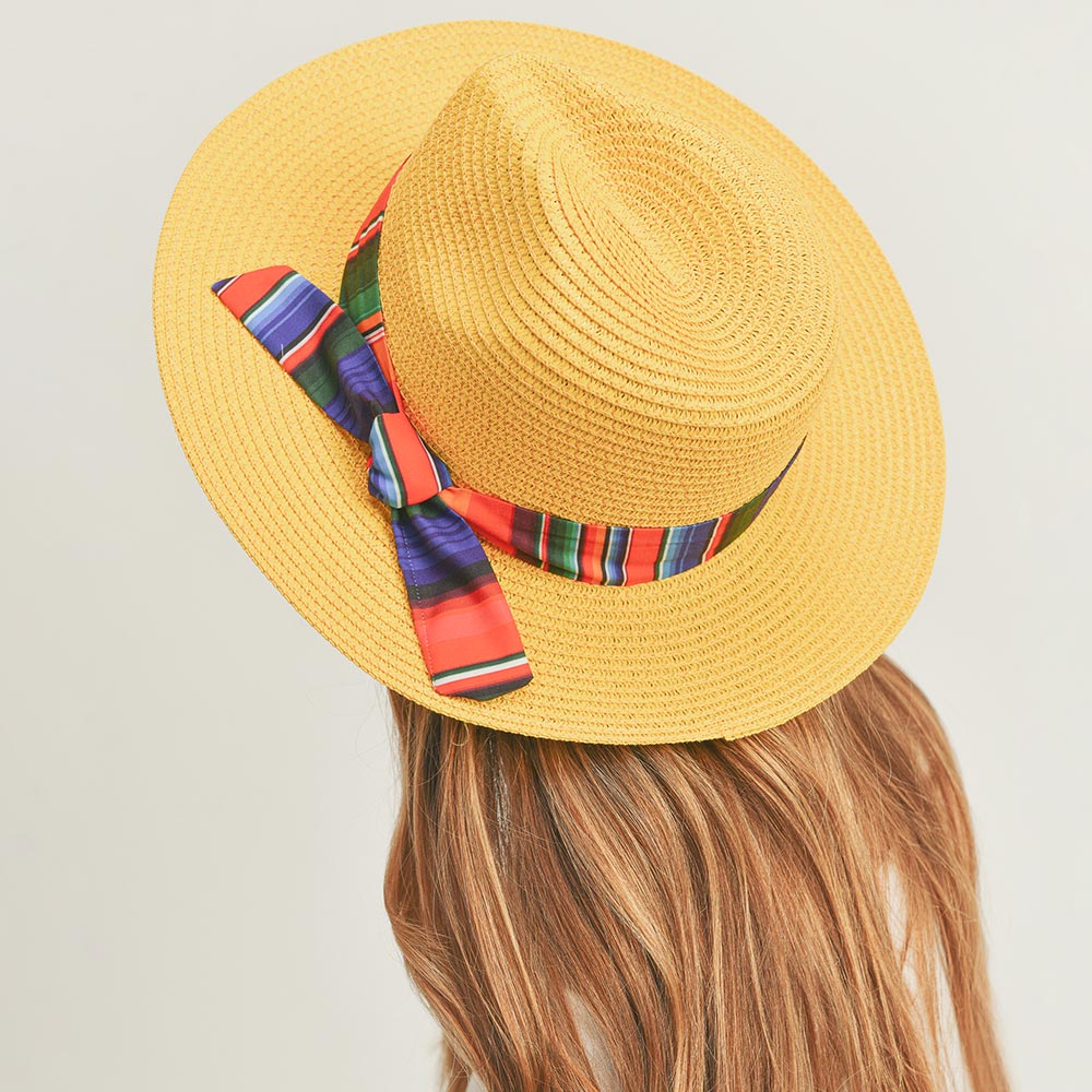 HATEGORY Serape Band Straw Panama Sun Hat