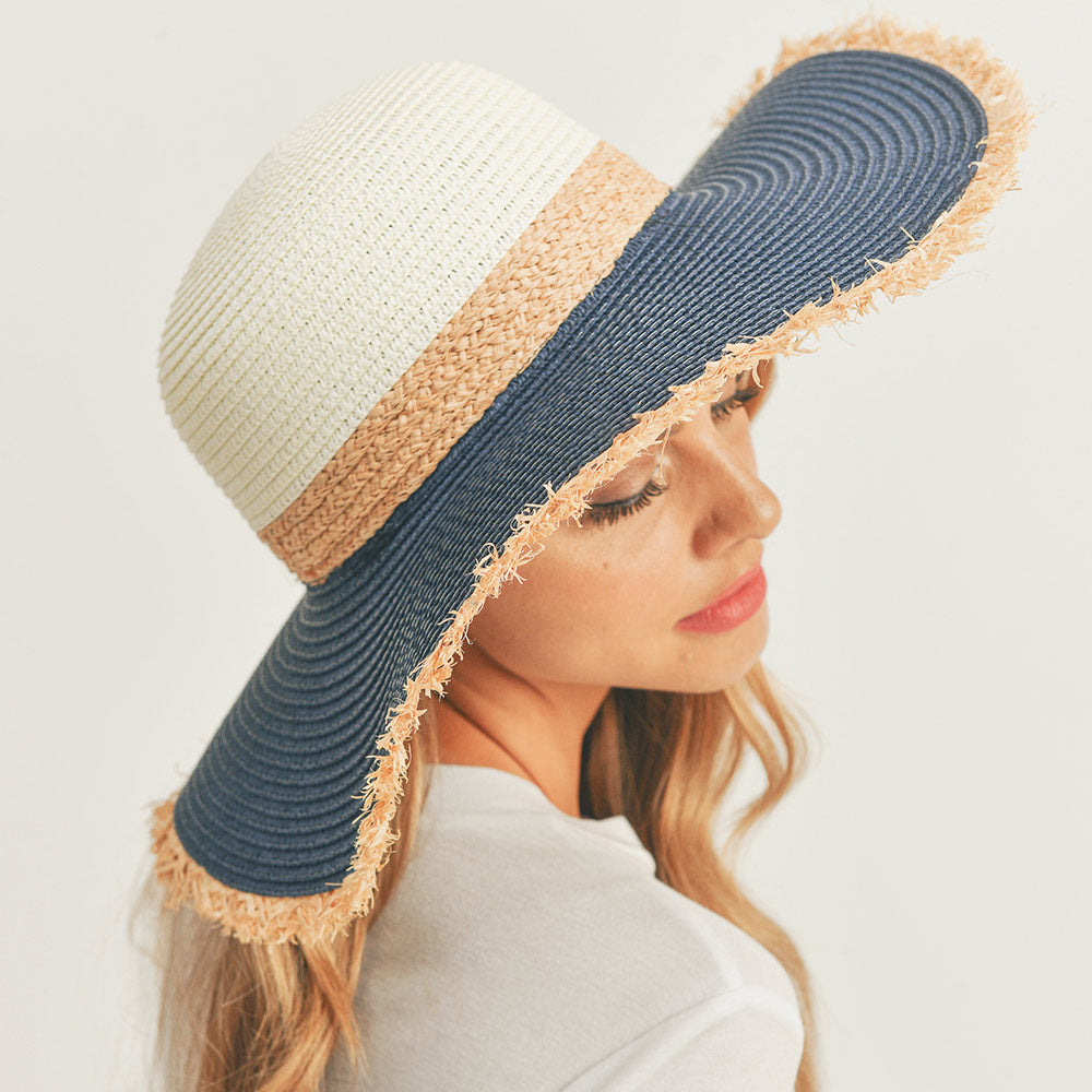 HATEGORY Frayed Edge Straw Floppy Sun Hat