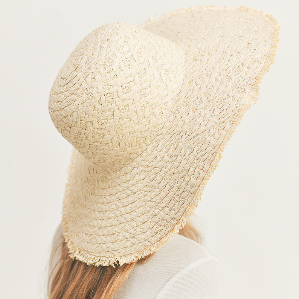 HATEGORY Trim Detailed Solid Straw Sun Hat