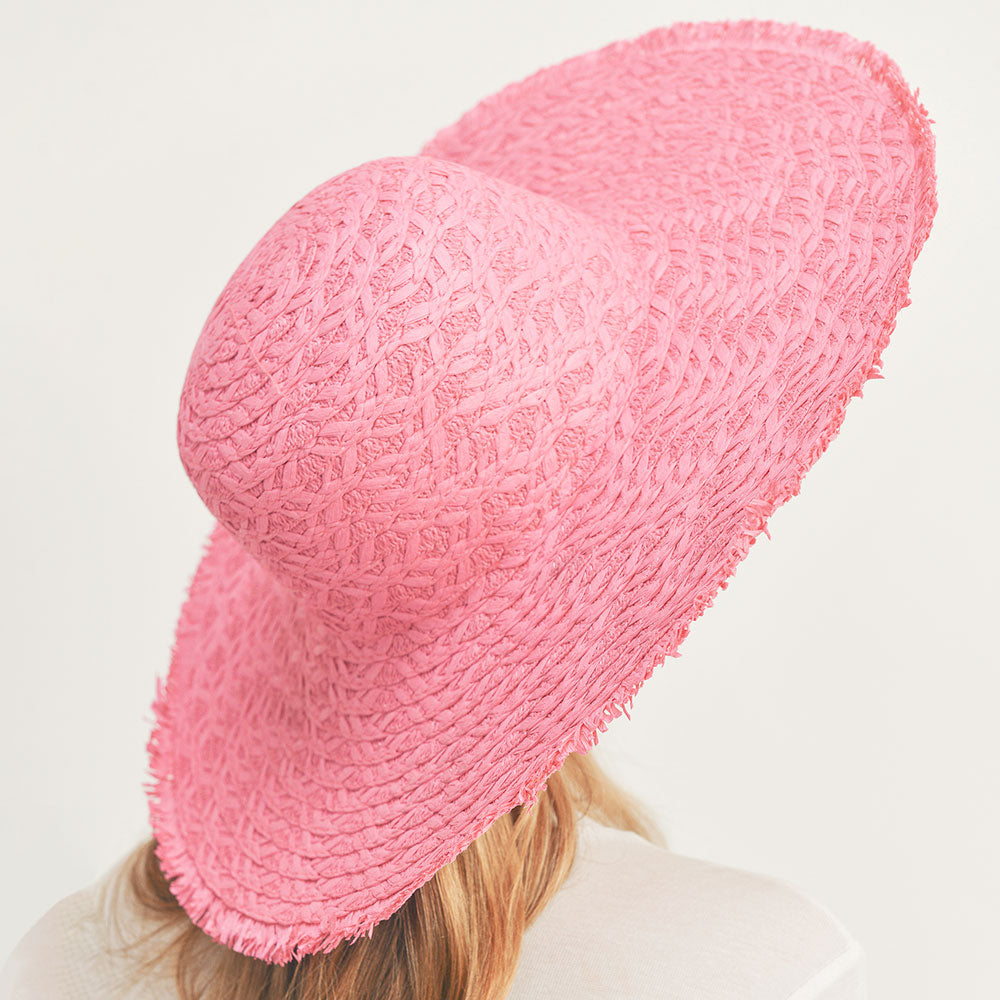 HATEGORY Trim Detailed Solid Straw Sun Hat