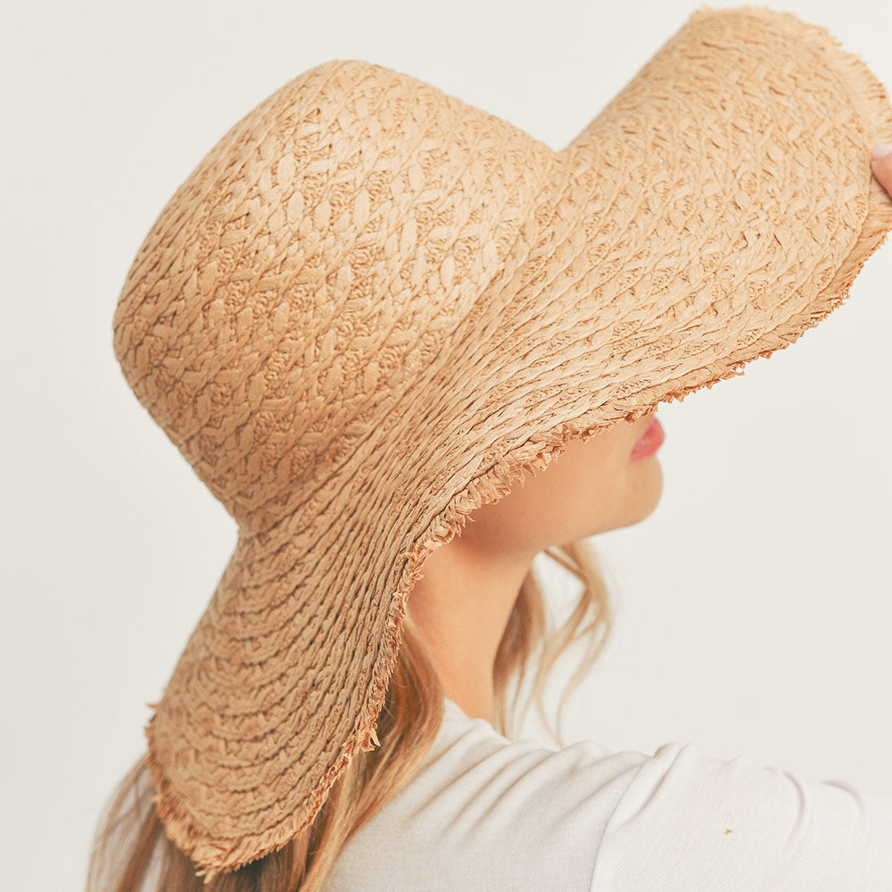 HATEGORY Trim Detailed Solid Straw Sun Hat