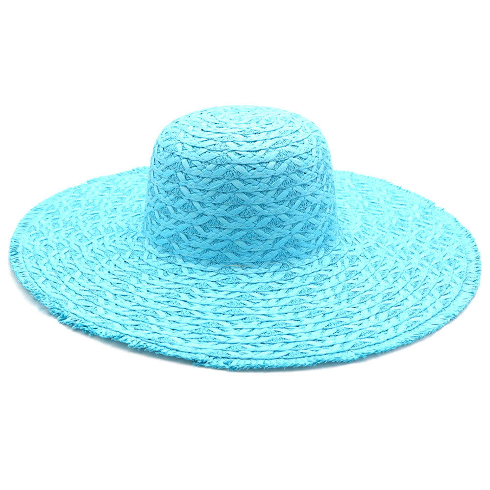 HATEGORY Trim Detailed Solid Straw Sun Hat