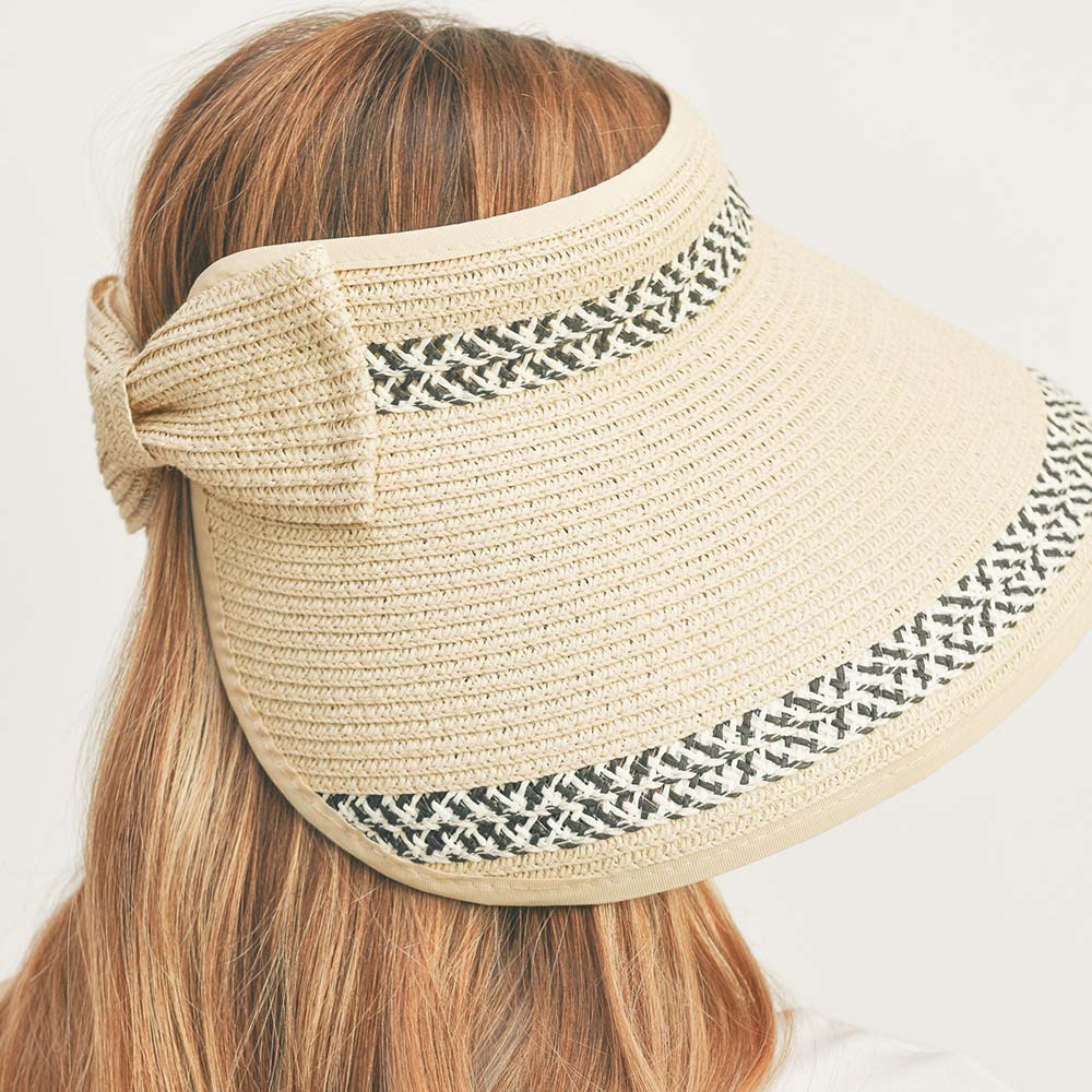HATEGORY Braid Detailed Roll Up Foldable Visor Straw Sun Hat