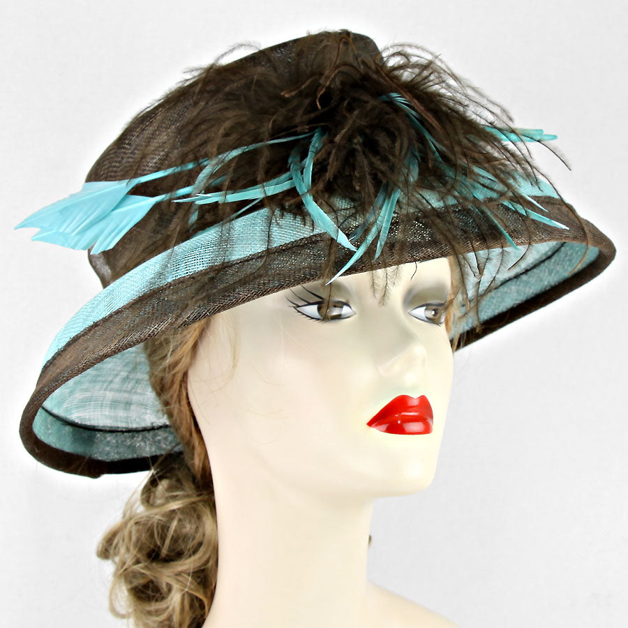 HATEGORY Chic Feathered Sinamay Hat