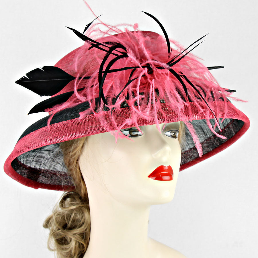 HATEGORY Chic Feathered Sinamay Hat
