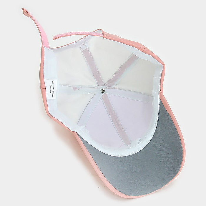 HATEGORY Solid faux leather baseball cap