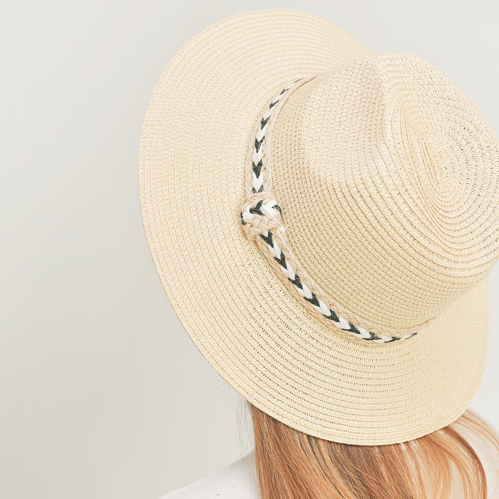 HATEGORY Braided Jute Band Straw Panama Sun Hat