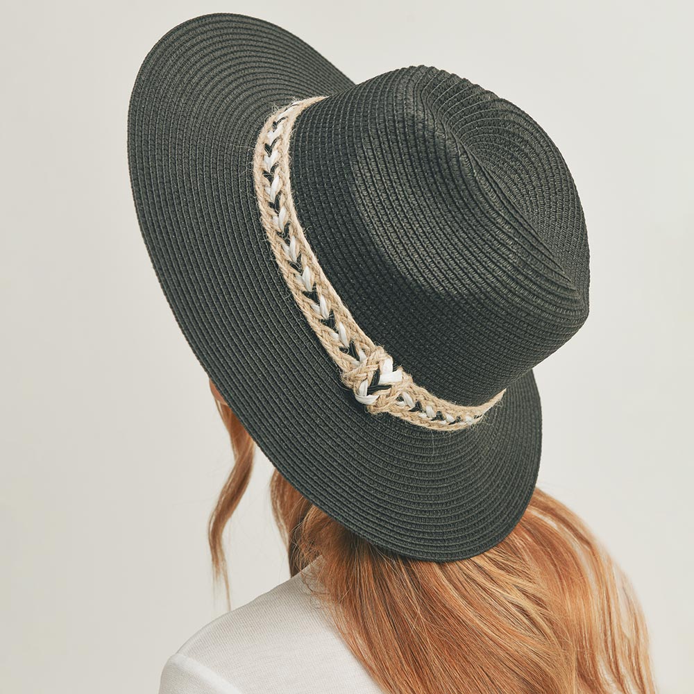 HATEGORY Braided Jute Band Straw Panama Sun Hat