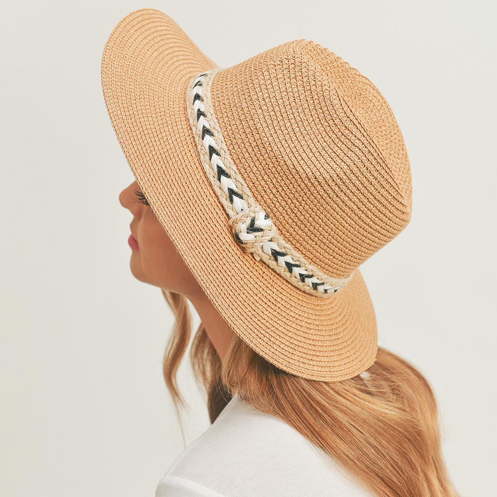 HATEGORY Braided Jute Band Straw Panama Sun Hat