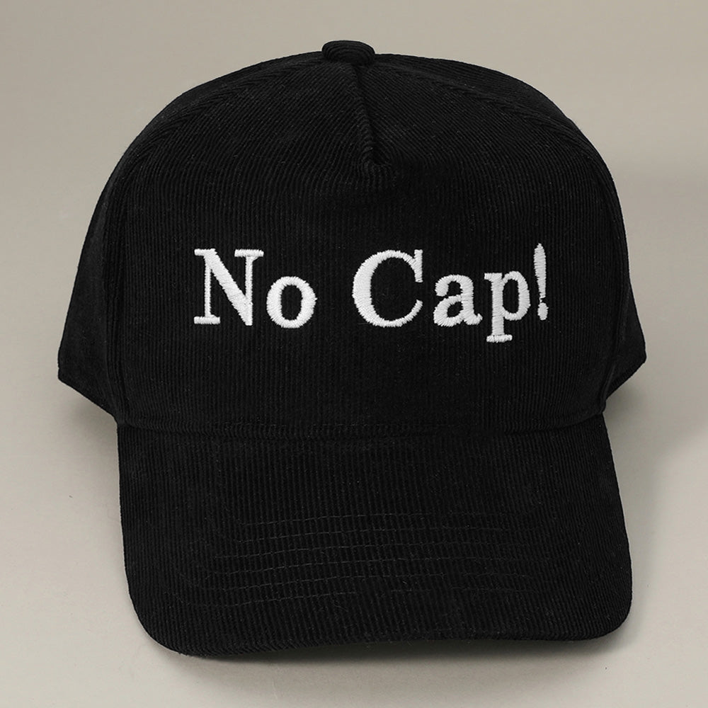 HATEGORY NO CAP! Message Embroidered Corduroy Baseball Cap