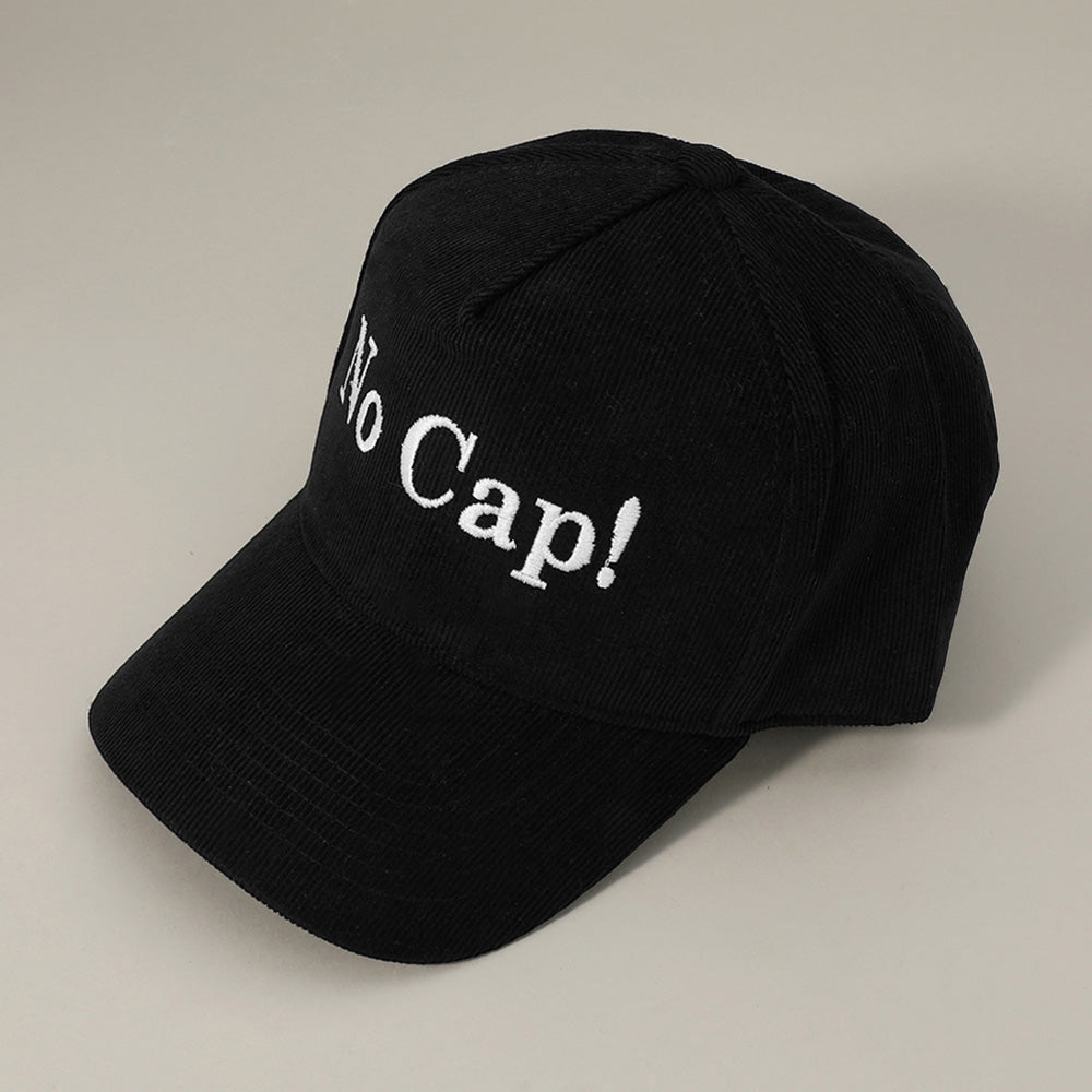 HATEGORY NO CAP! Message Embroidered Corduroy Baseball Cap