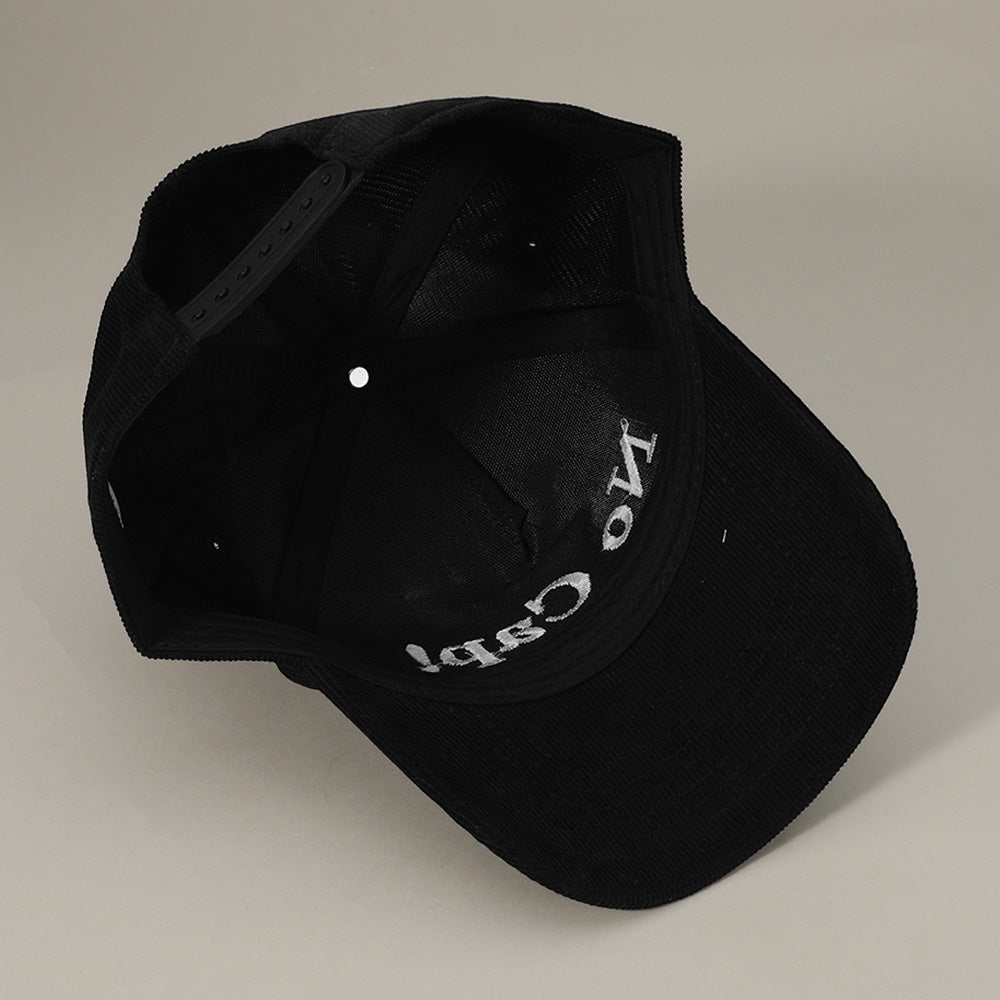 HATEGORY NO CAP! Message Embroidered Corduroy Baseball Cap