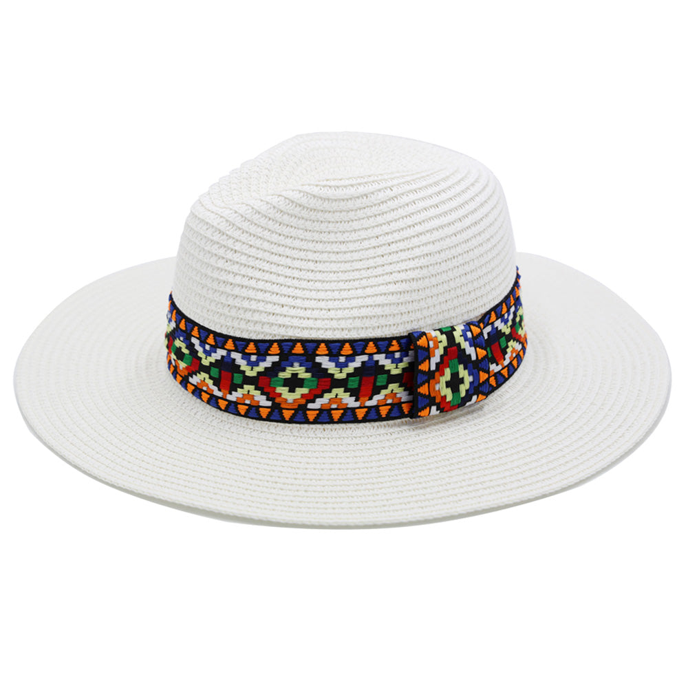 HATEGORY Aztec Band Straw Panama Sun Hat