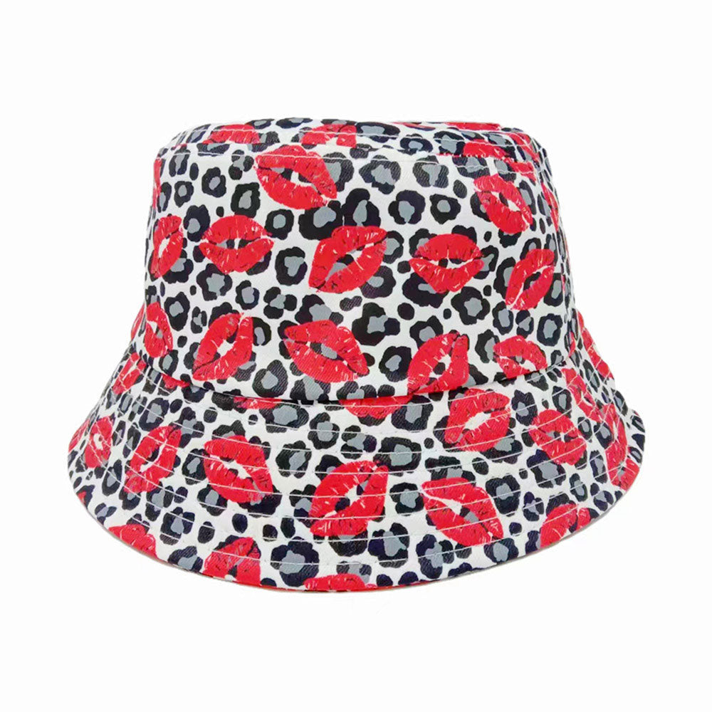 HATEGORY Lips Leopard Patterned Bucket Hat