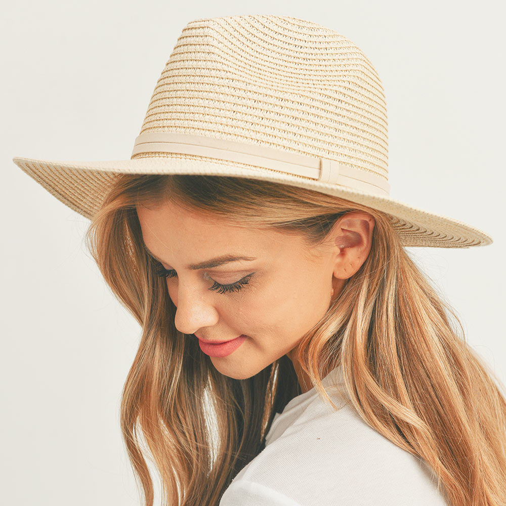 HATEGORY Bon Voyage Sequin Message Straw Panama Sun Hat