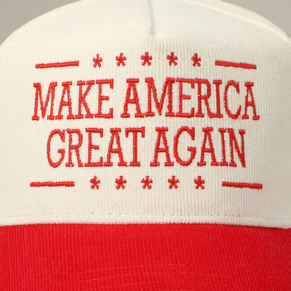 HATEGORY MAKE AMERICA GREAT AGAIN Message Embroidered Corduroy Baseball Cap