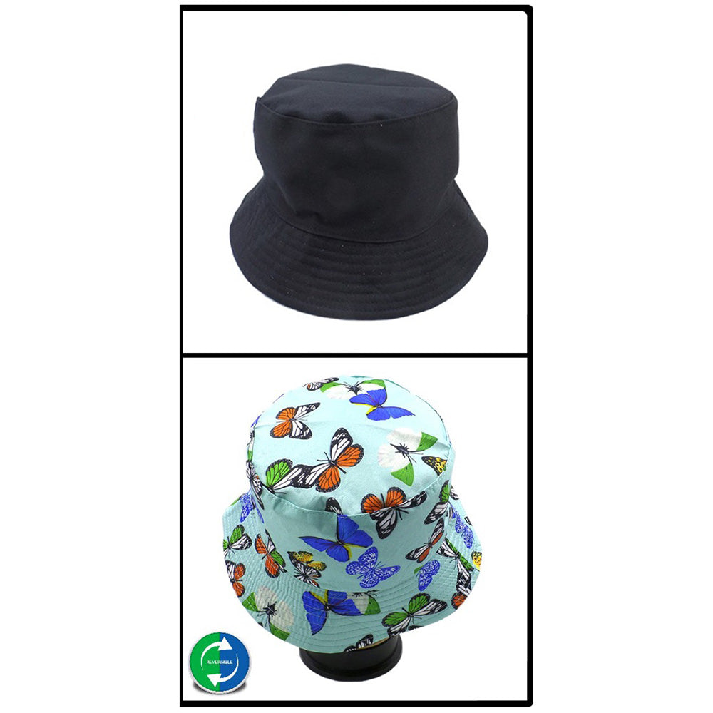 HATEGORY Reversible Butterfly Print Bucket Hat