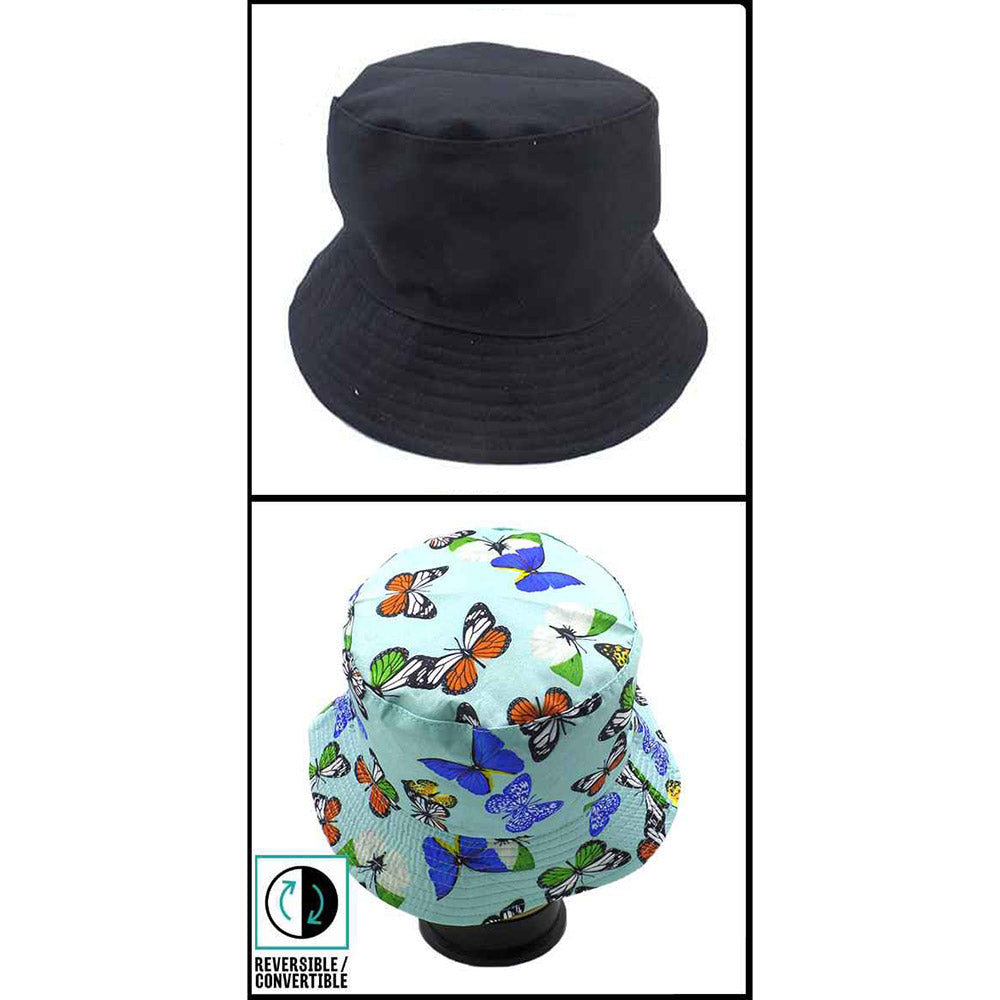 HATEGORY Reversible Butterfly Print Bucket Hat