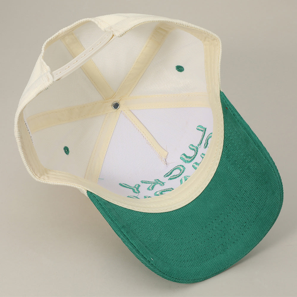 HATEGORY LUCKY CHARM Message Embroidered Corduroy Baseball Cap