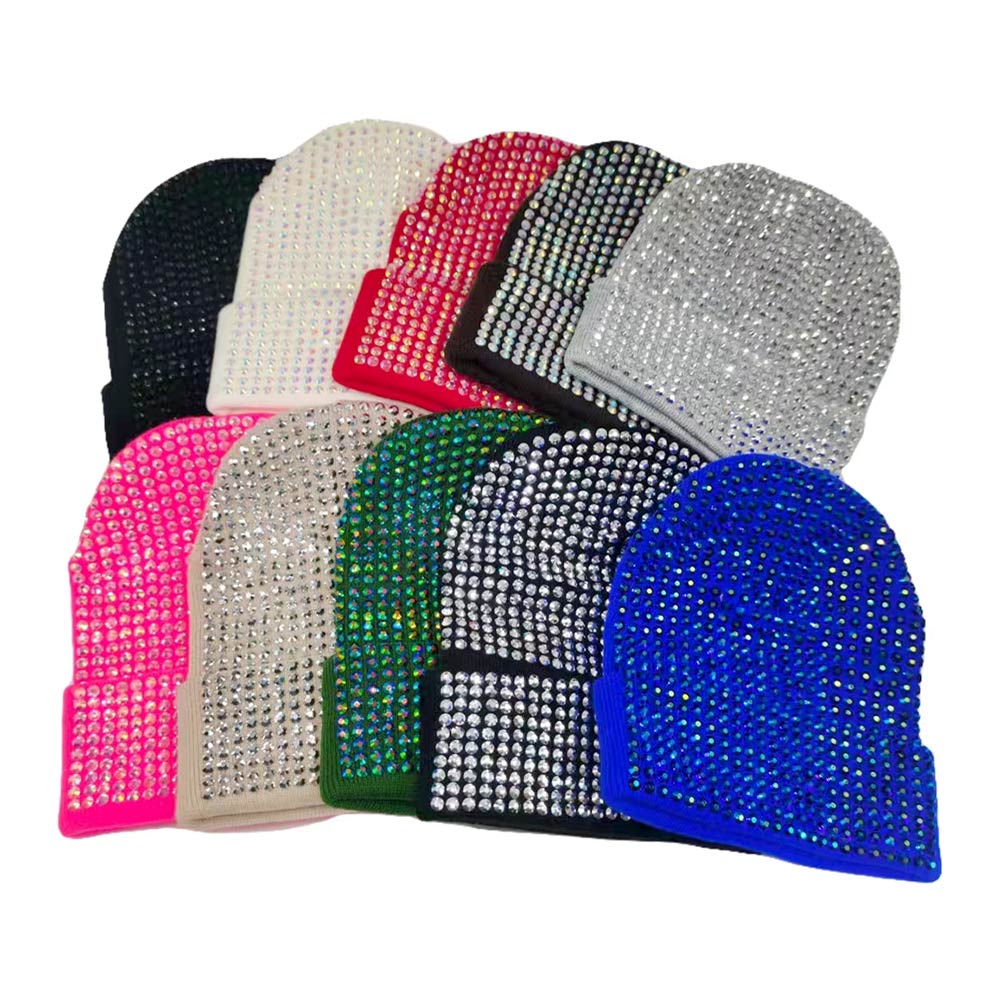 HATEGORY Studded Solid Knit Beanie Hat