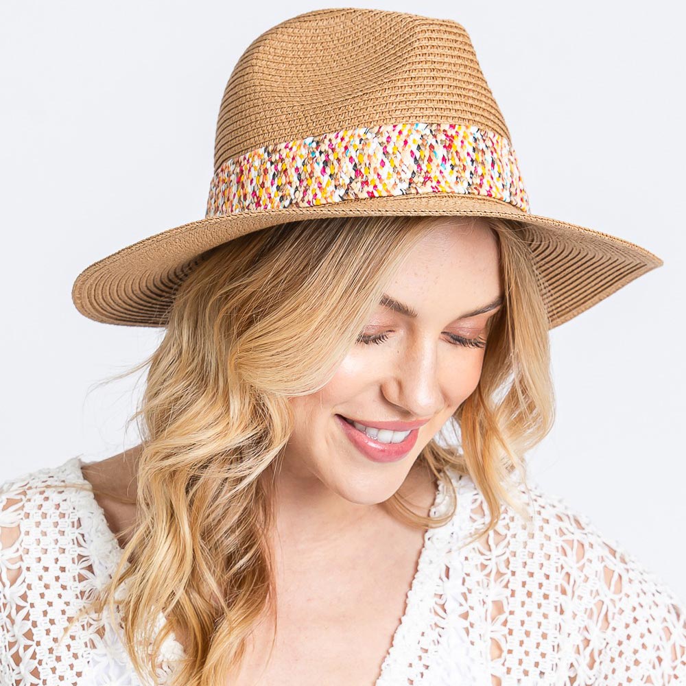 HATEGORY Multi Color Straw band Straw Hat