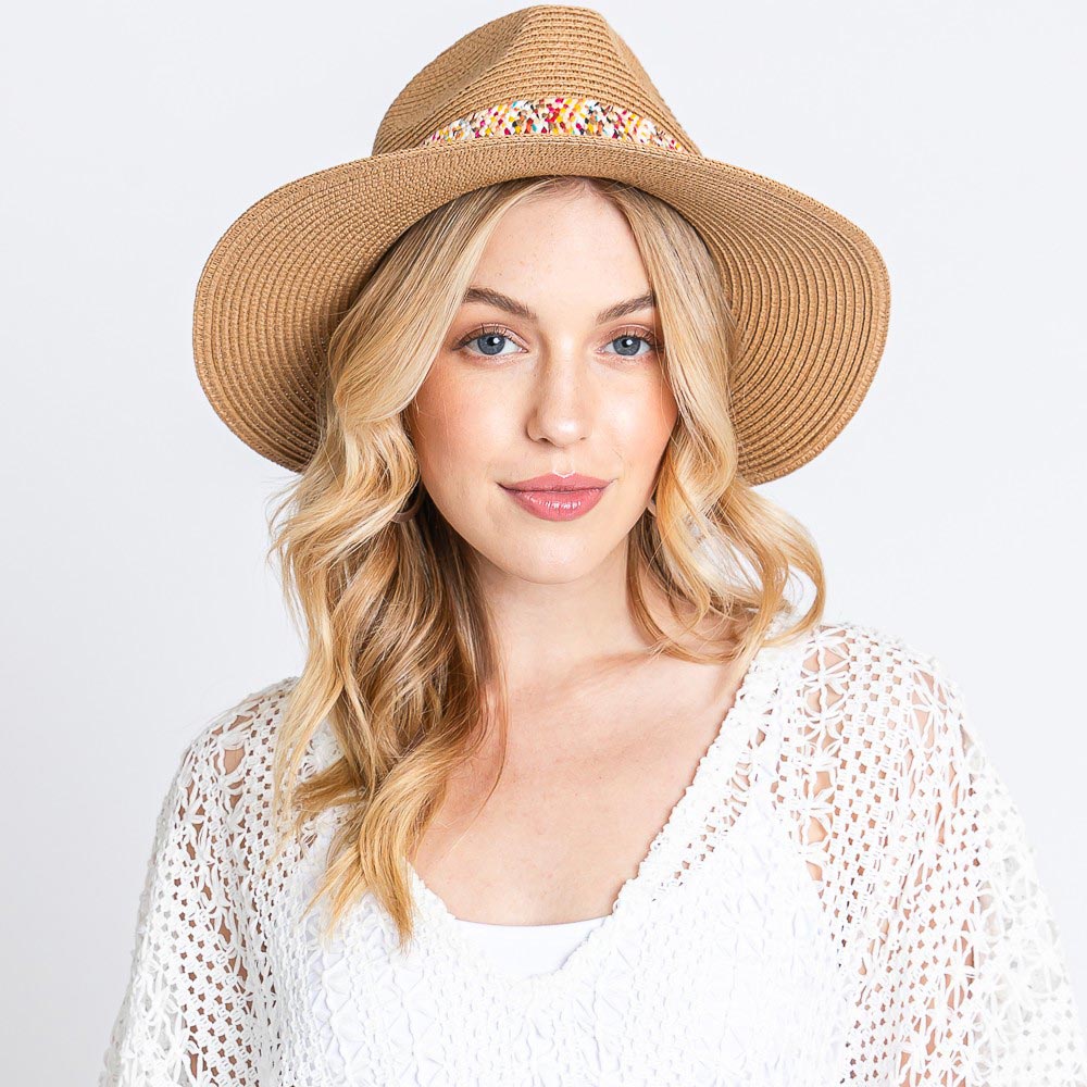 HATEGORY Multi Color Straw band Straw Hat