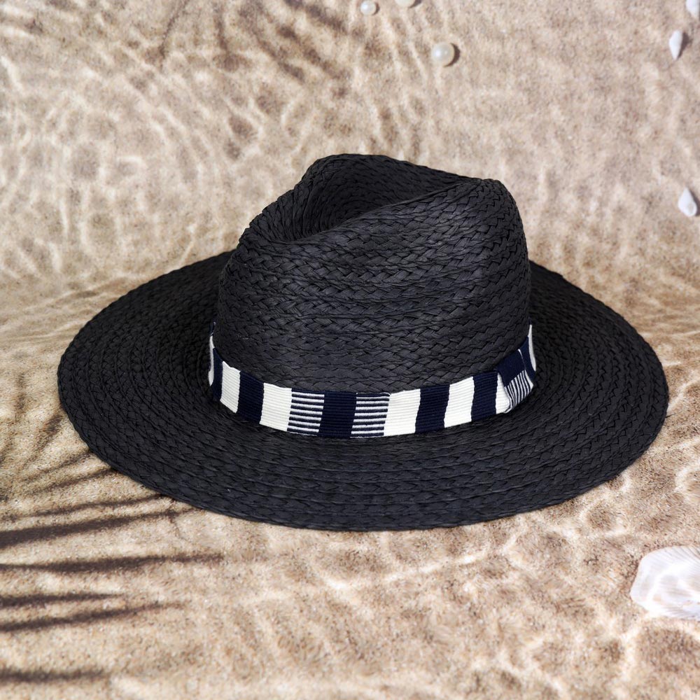 HATEGORY Multi Color Stripe Band Straw Hat